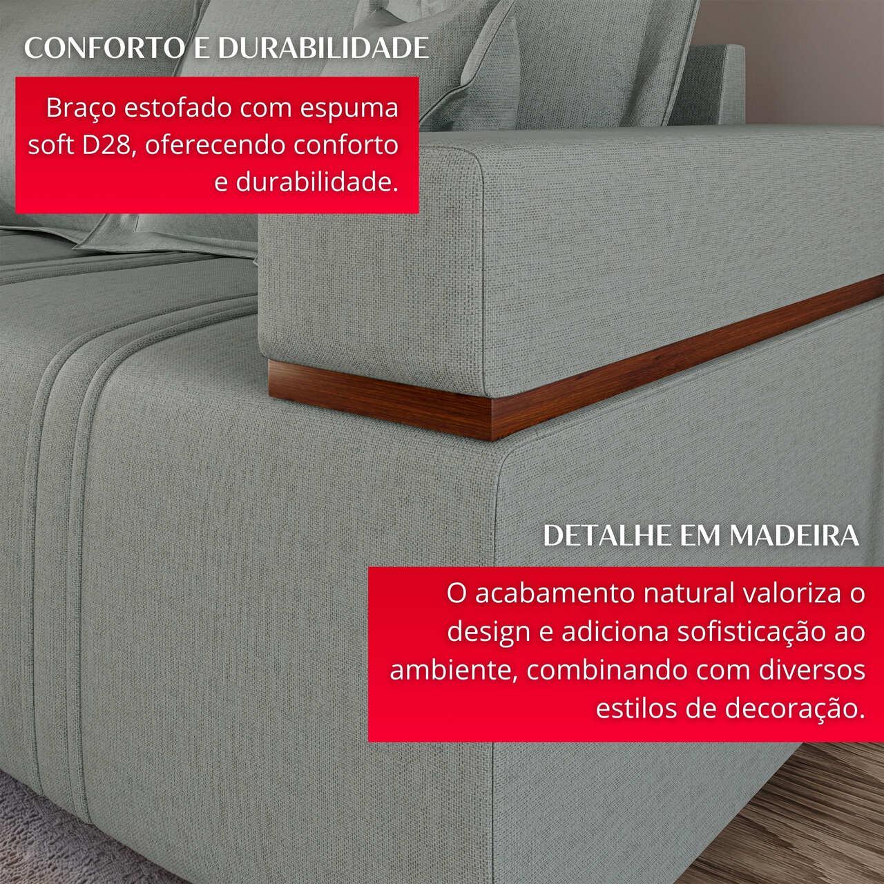 Sofá 2 Lugares Bellagio 2,00m | Revestimento Linho | Cinza
